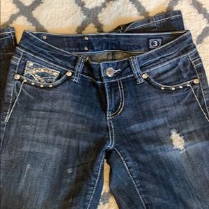 Bootcut rhinestone button pockets